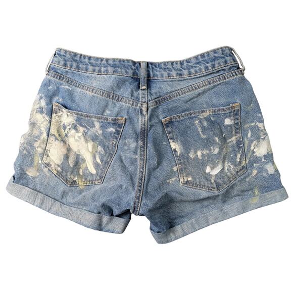 &Denim Paint Streaked Denim Booty Shorts | Women's 4 - Picture 2 of 7